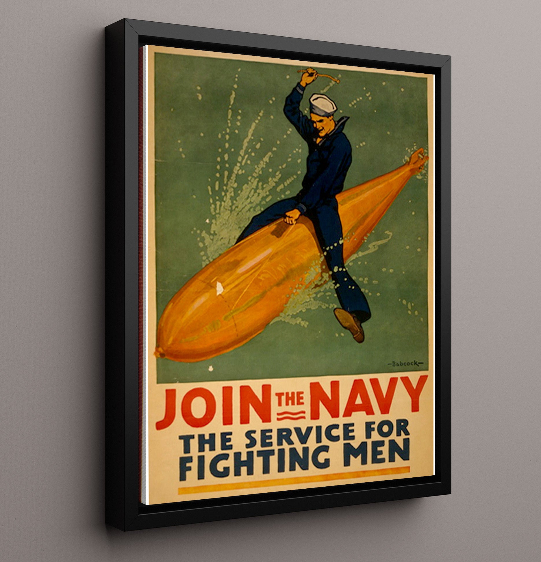 Join the Navy - Torpedo Rider war poster wall art 16x20 Framed Canvas