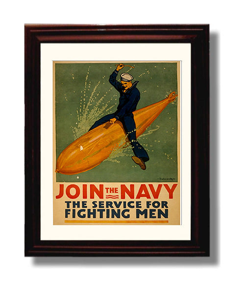 Join the Navy - Torpedo Rider war poster wall art 8x10 Beveled Frame