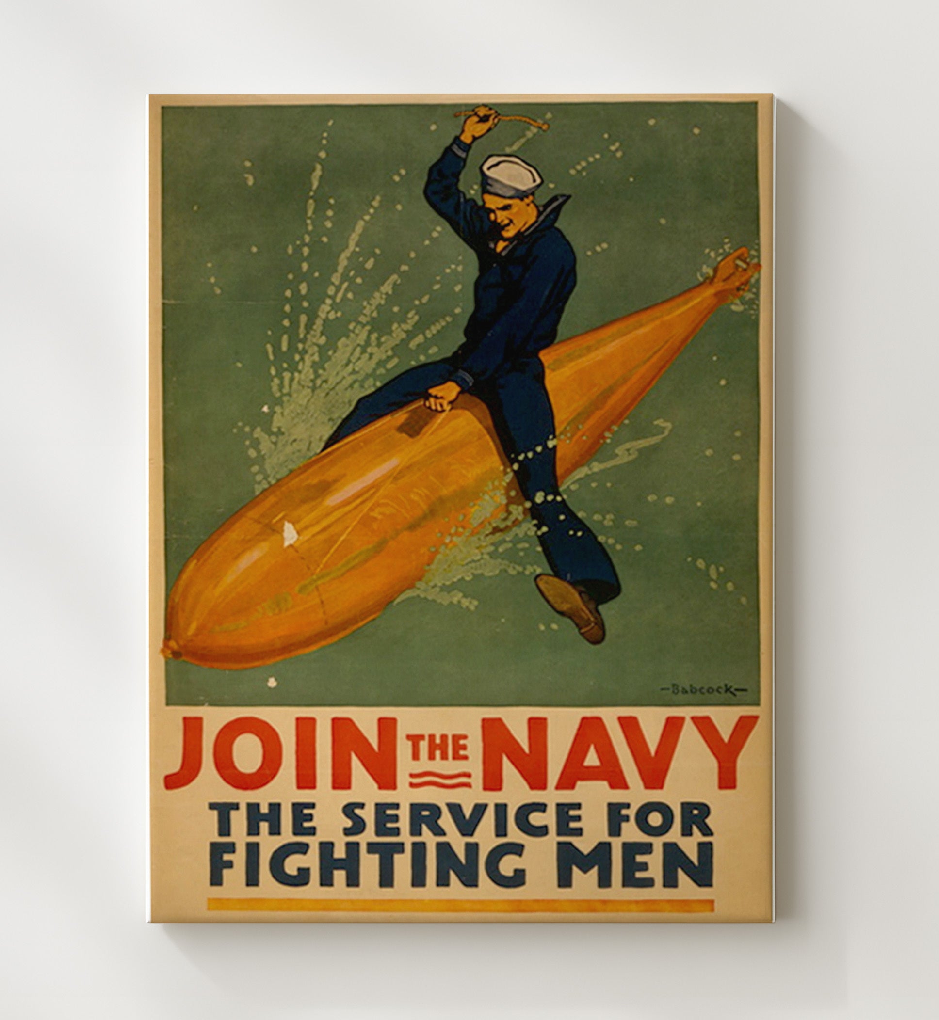 Join the Navy - Torpedo Rider vintage war canvas 20x24