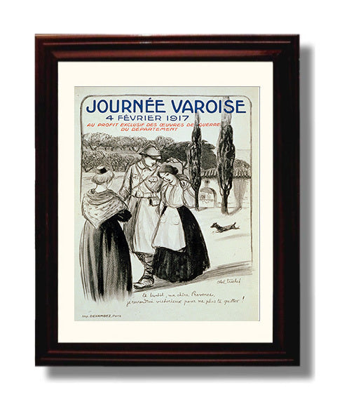 Vintage War Poster - Journee Variose 1917 Fevrier Vintage War Wall Art - 8x10 Beveled Frame