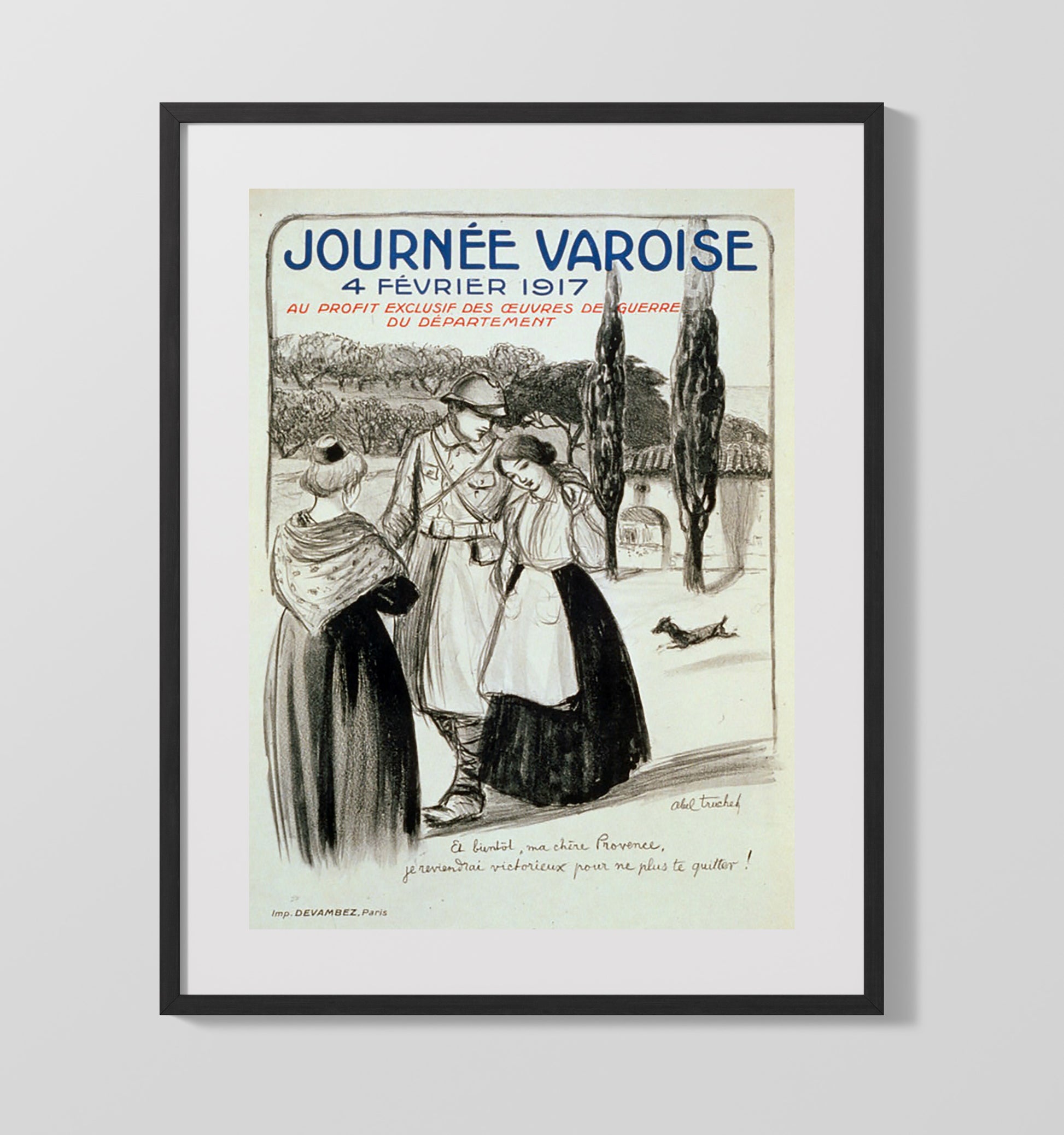 Vintage War Poster - Journee Variose 1917 Fevrier Vintage War Wall Art - 16x20 Gallery Frame