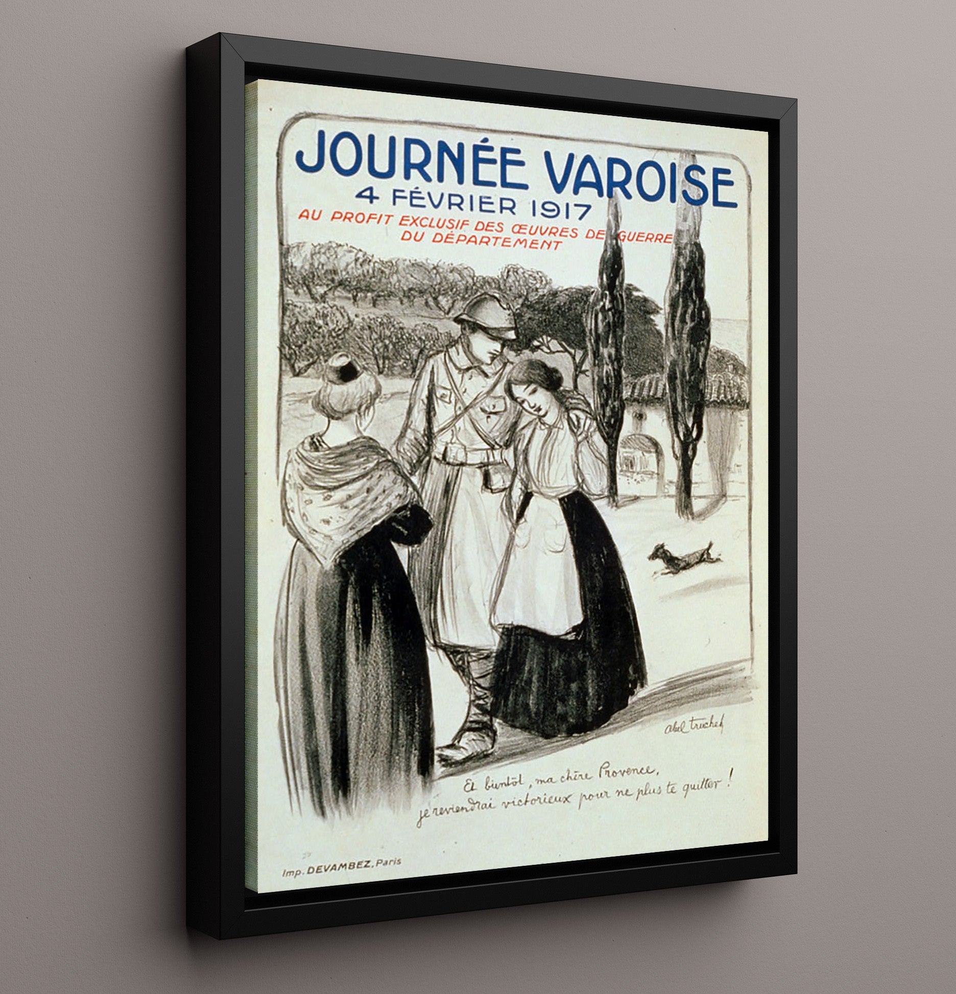 Journee Variose 1917 Fevrier war poster wall art 16x20 Framed Canvas