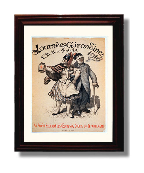 Vintage War Poster - Journees Giron Sines 1916 Vintage War Wall Art - 8x10 Beveled Frame