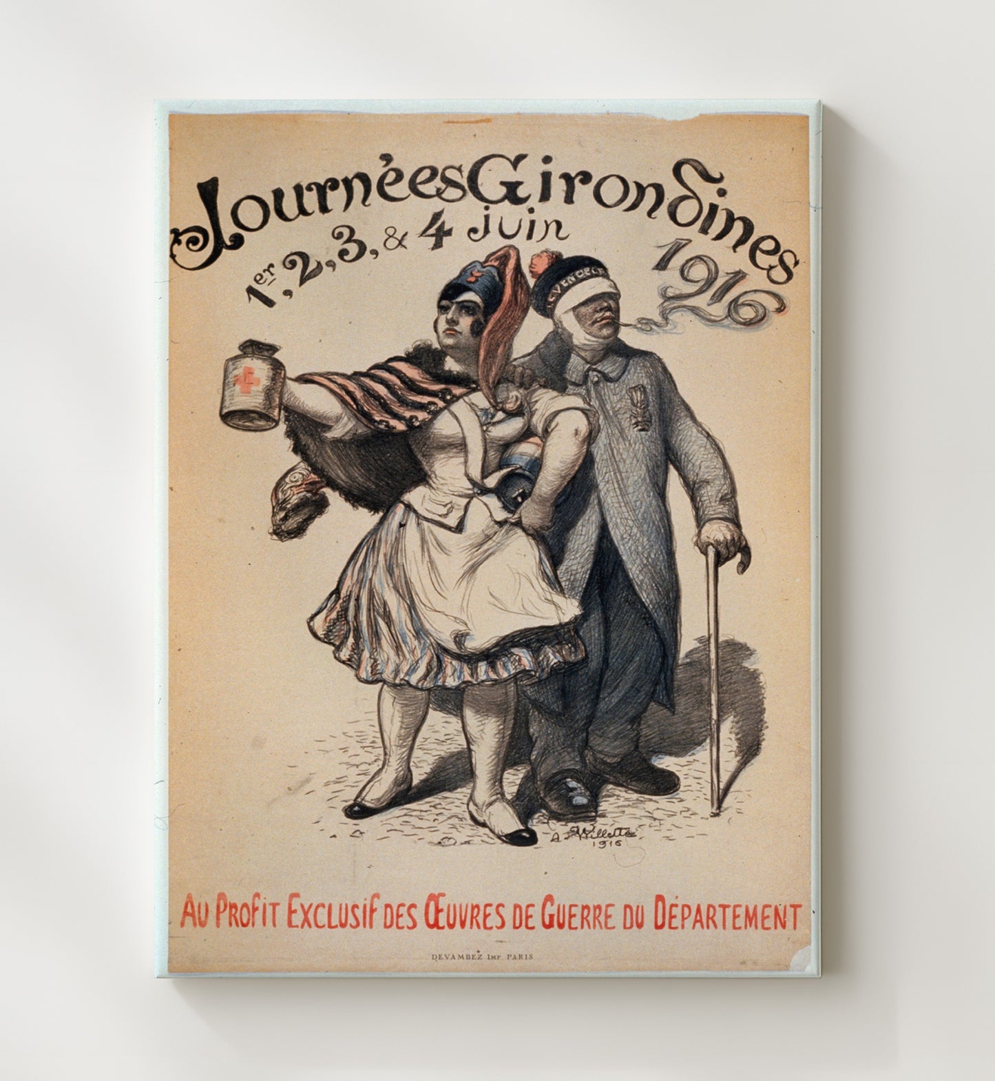 Journees Giron Sines 1916 war poster wall art 20x24 Canvas