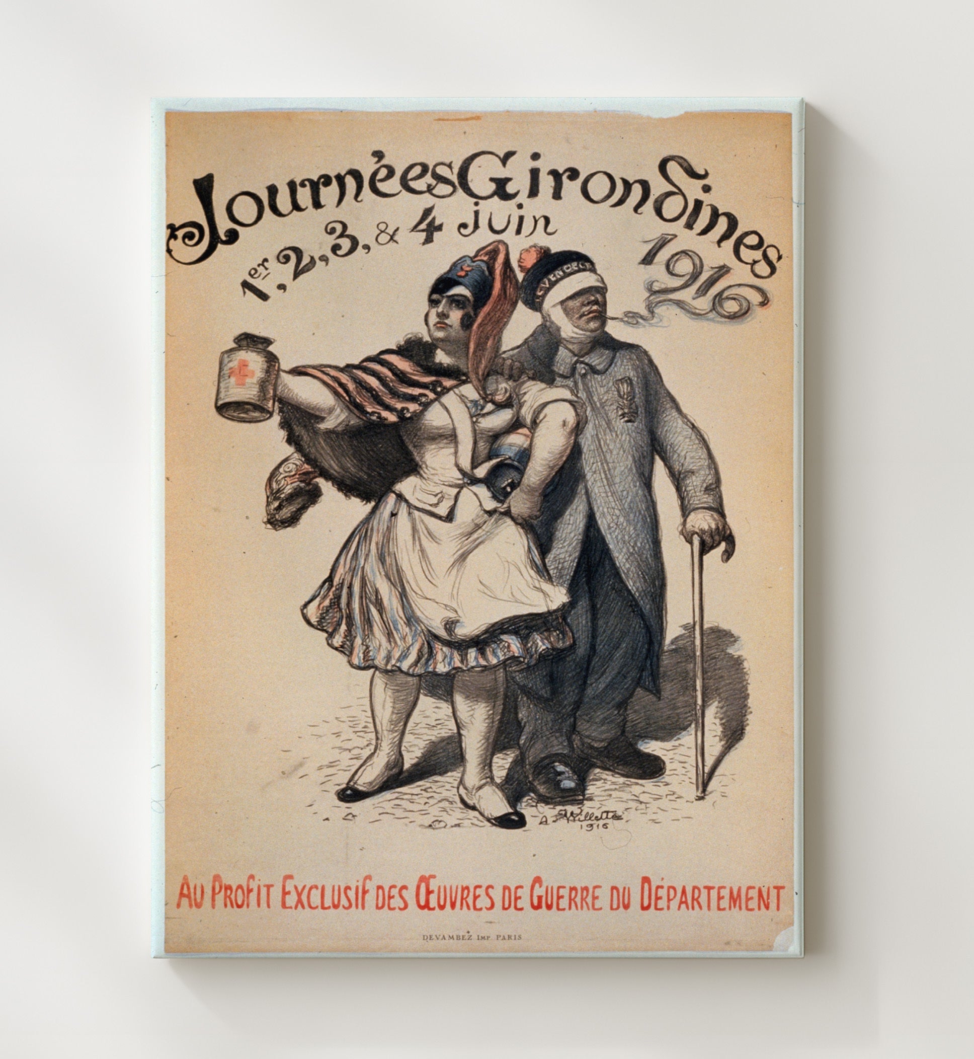 Journees Giron Sines 1916 war poster wall art 20x24 Canvas