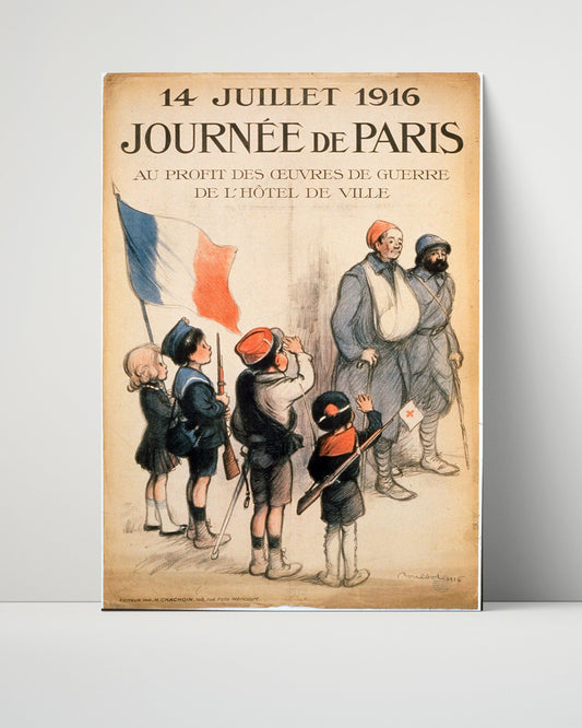 Vintage War Poster Unframed- July 14 1916 Journee De Paris