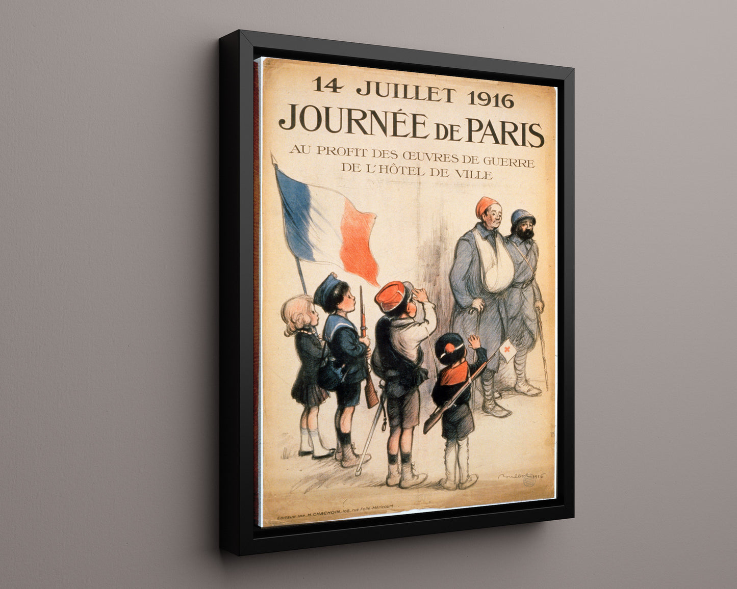 Vintage War Poster - July 14 1916 Journee De Paris
