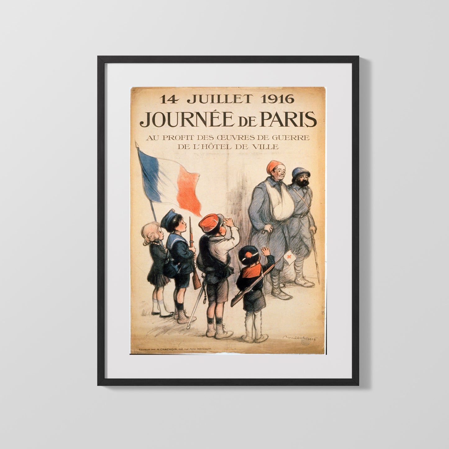 Vintage War Poster - July 14 1916 Journee De Paris
