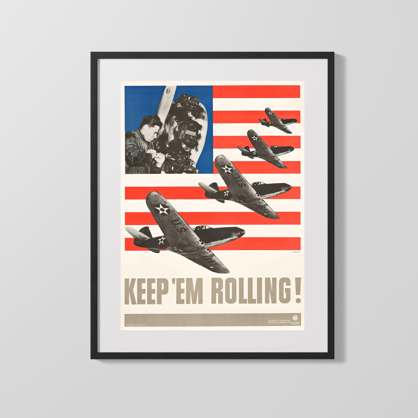 Vintage War Poster - Keep Em Rolling - Wings of Industry