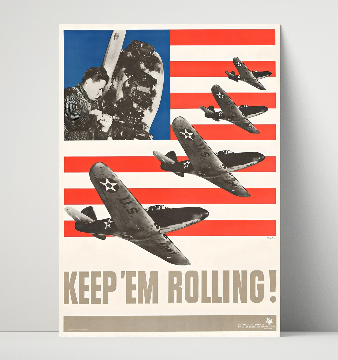 Keep 'Em Rolling - Wings of Industry war poster wall art 16x20 Unframed Print