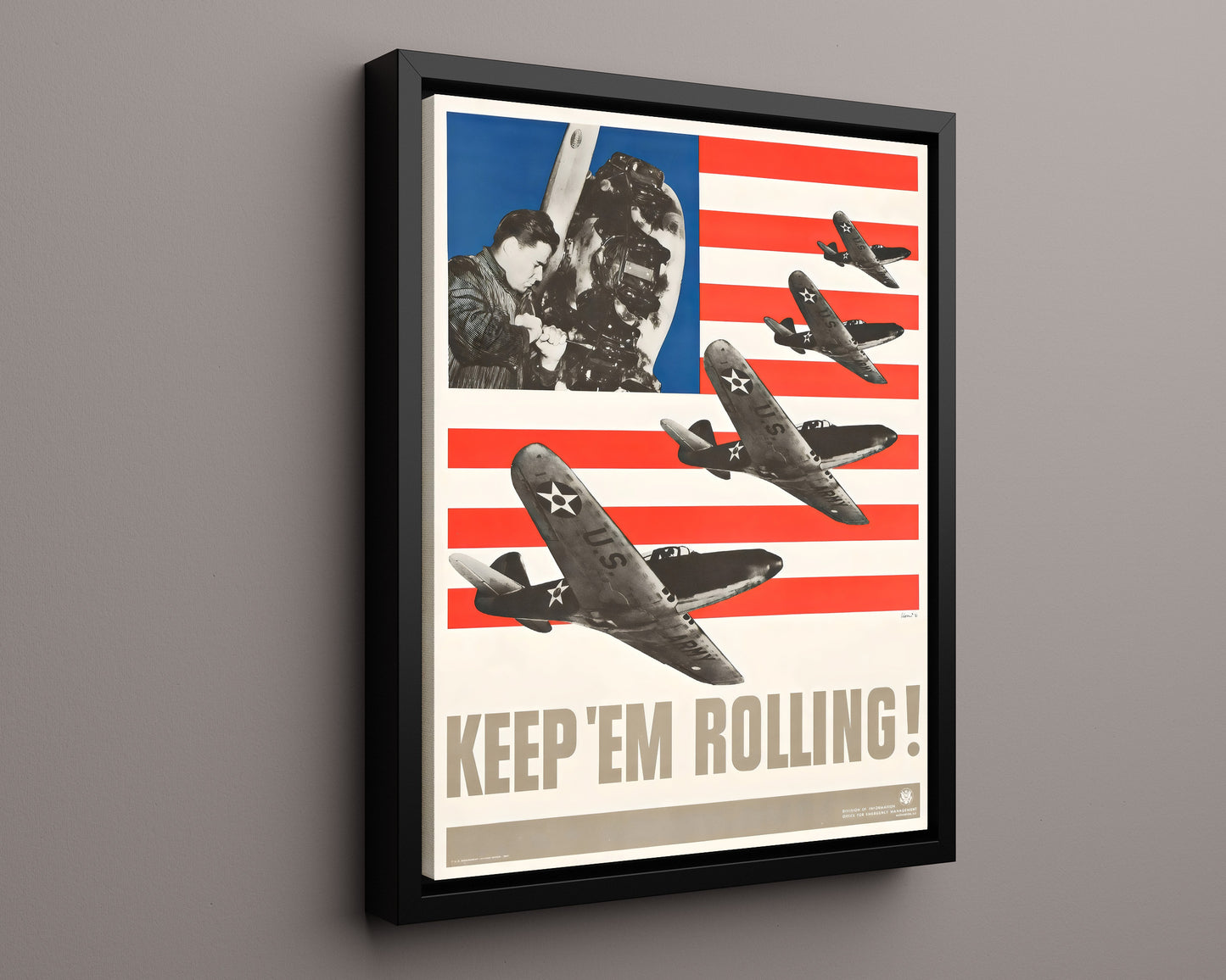 Vintage War Poster - Keep Em Rolling - Wings of Industry