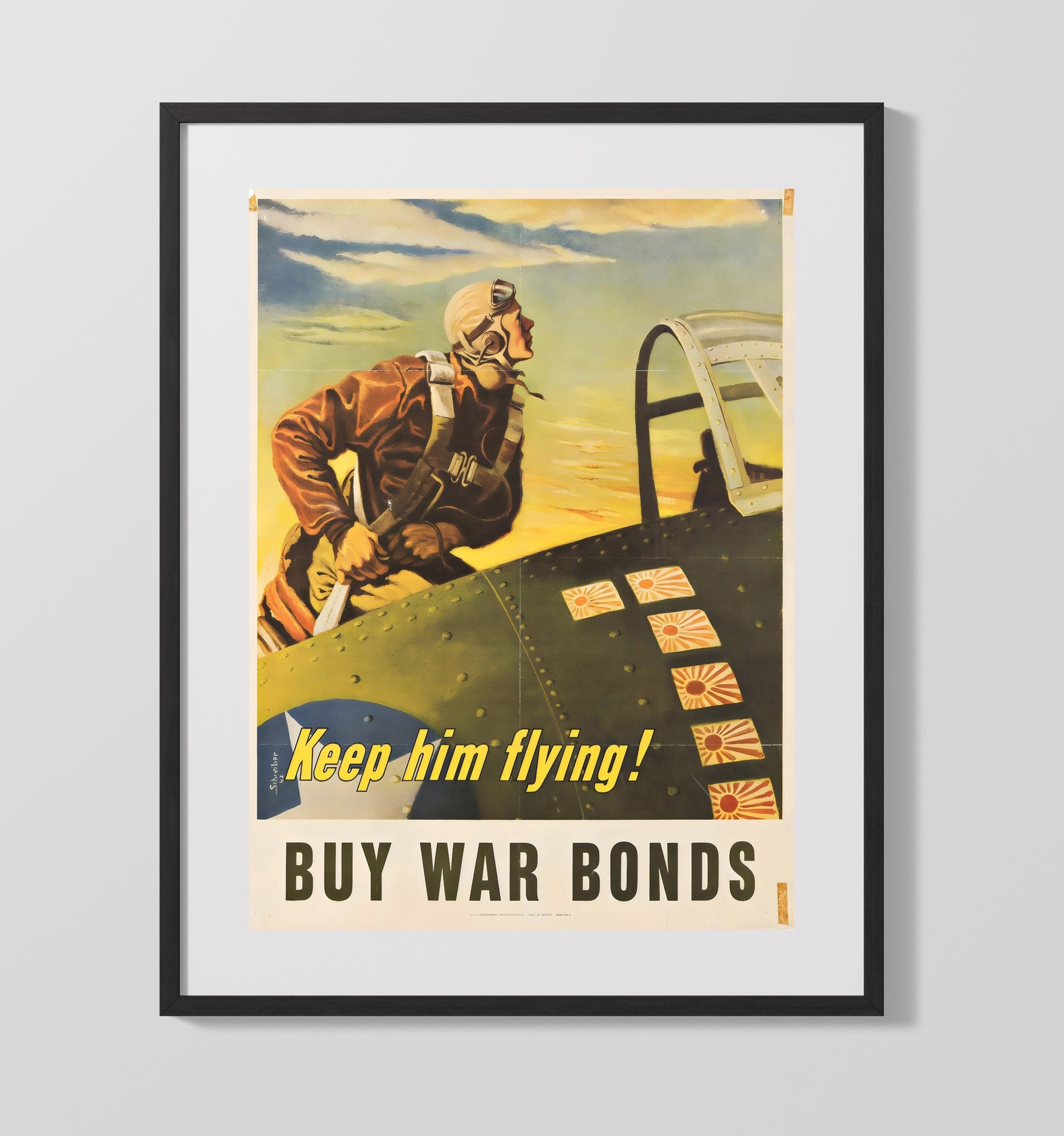 Keep Him Flying - Sky Defender war poster wall art 16x20 Gallery Frame