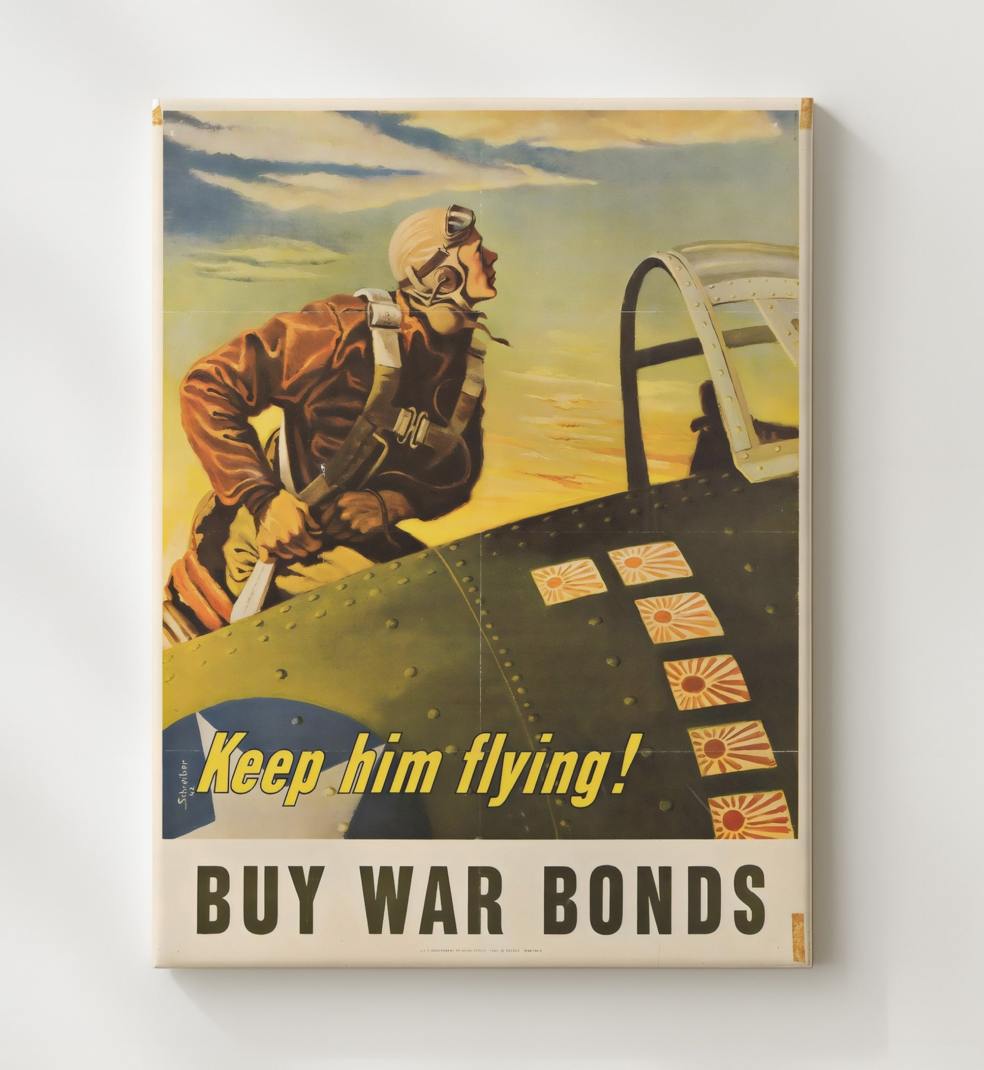 Keep Him Flying - Sky Defender war poster wall art 20x24 Canvas
