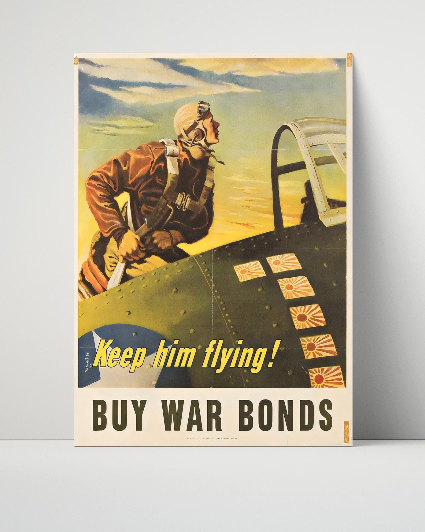 Vintage War Poster Unframed- Keep Him Flying - Sky Defender