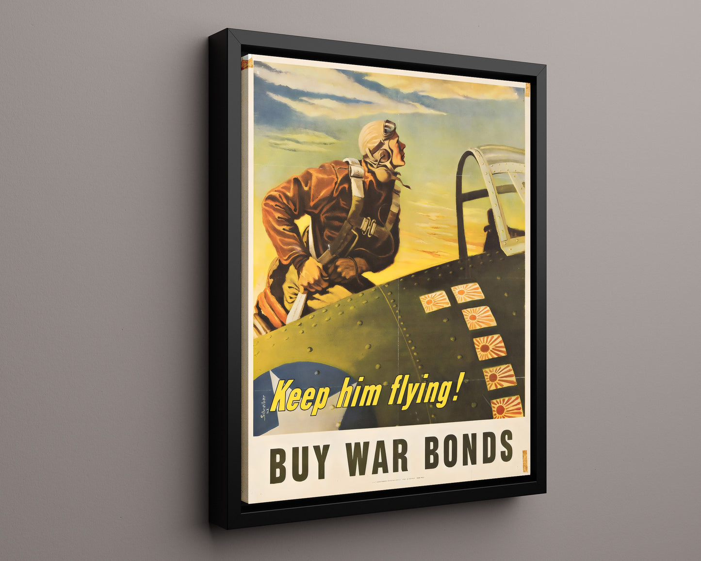 Vintage War Poster - Keep Him Flying - Sky Defender