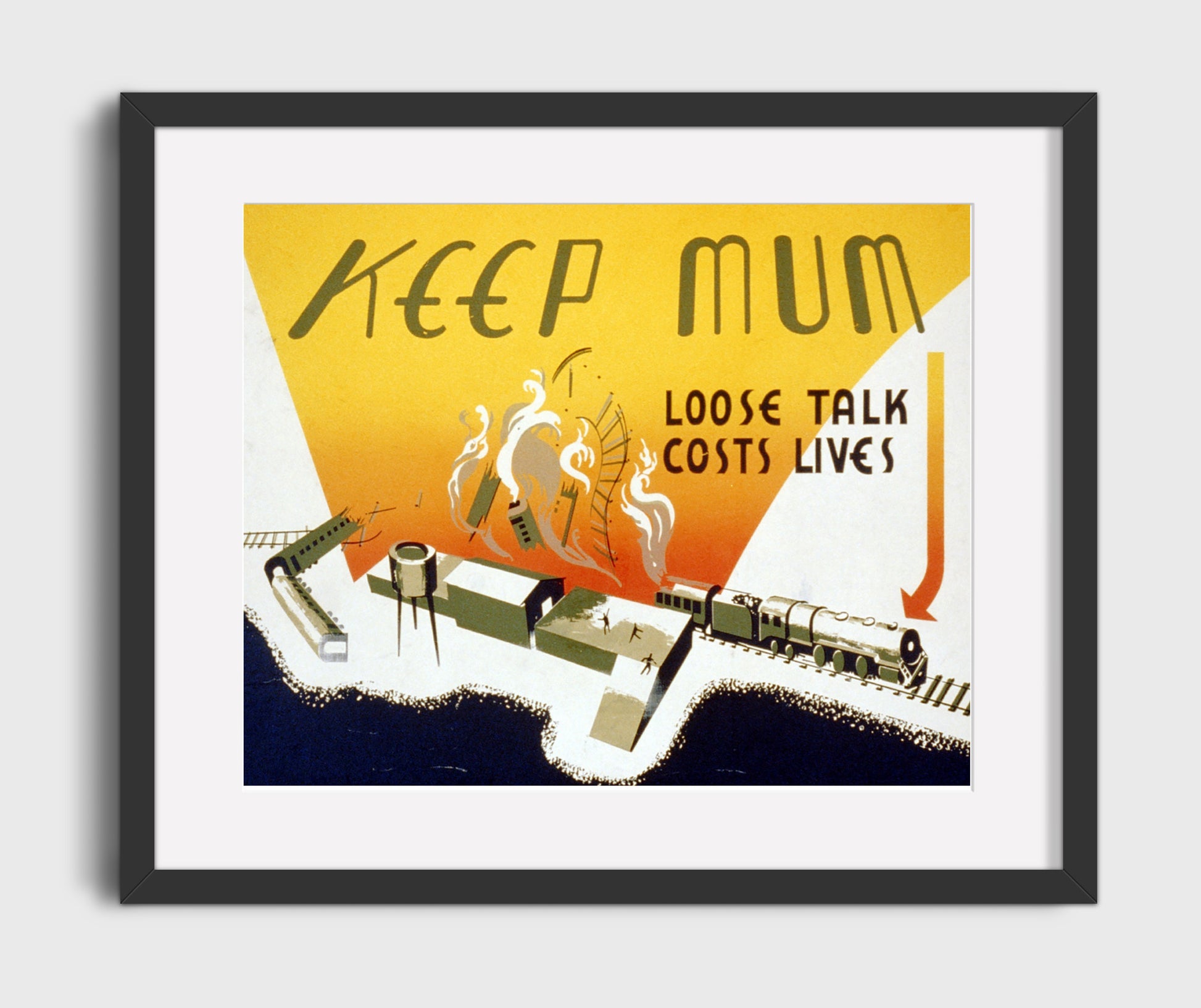 Keep Mum - Talk is Torpedo war poster wall art 16x20 Gallery Frame