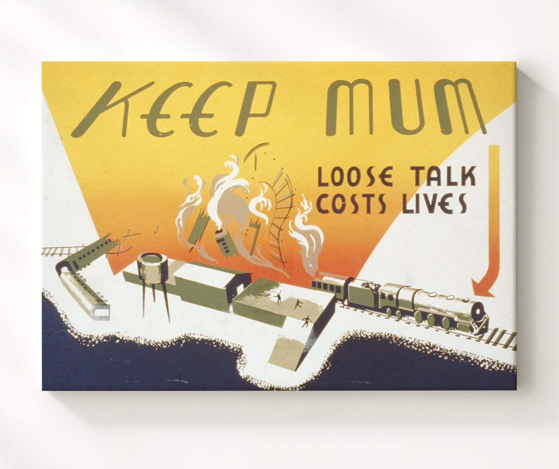 Keep Mum - Talk is Torpedo war poster wall art 20x24 Canvas