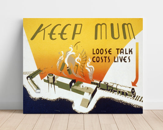 Vintage War Poster Unframed- Keep Mum - Talk is Torpedo