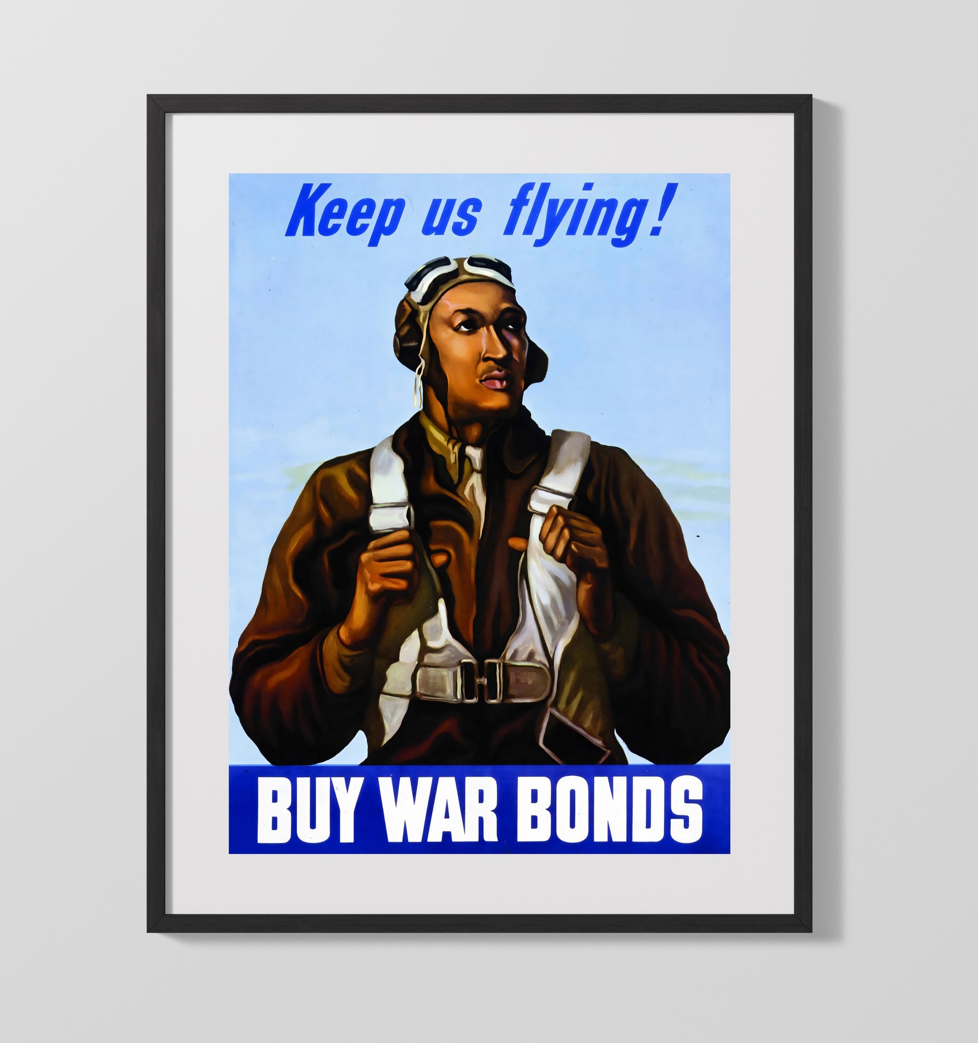 Vintage War Poster - Keep Us Flying - Sky High Bonds Vintage War Wall Art - 16x20 Gallery Frame