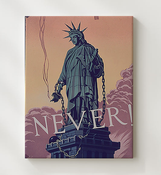 Lady Liberty Never In Chains vintage war poster canvas wall art 20x24 Canvas