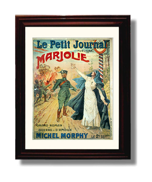 Vintage War Poster - Le Petite Journal Marjolie Vintage War Wall Art - 8x10 Beveled Frame