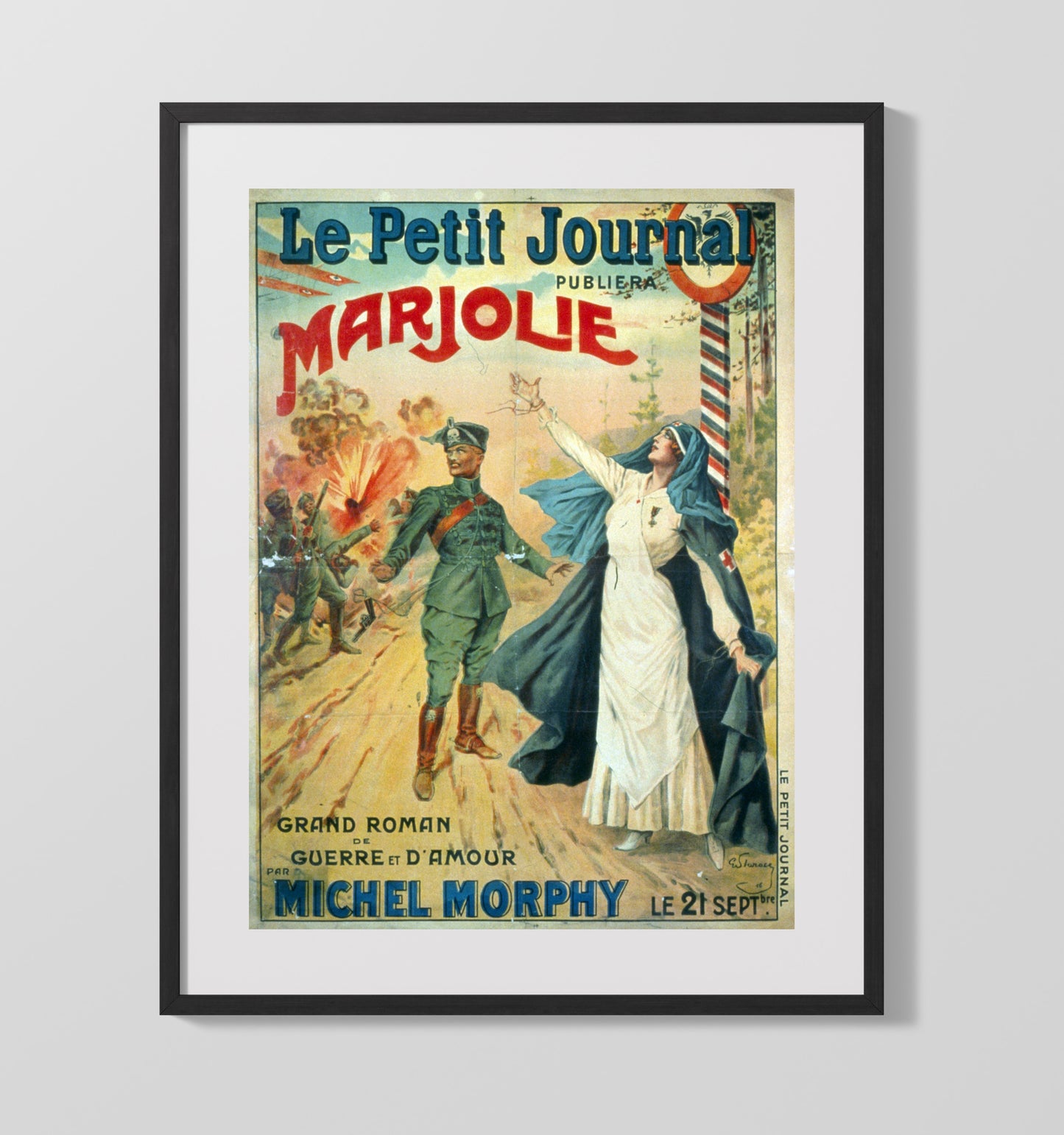 Vintage War Poster - Le Petite Journal Marjolie Vintage War Wall Art - 16x20 Gallery Frame