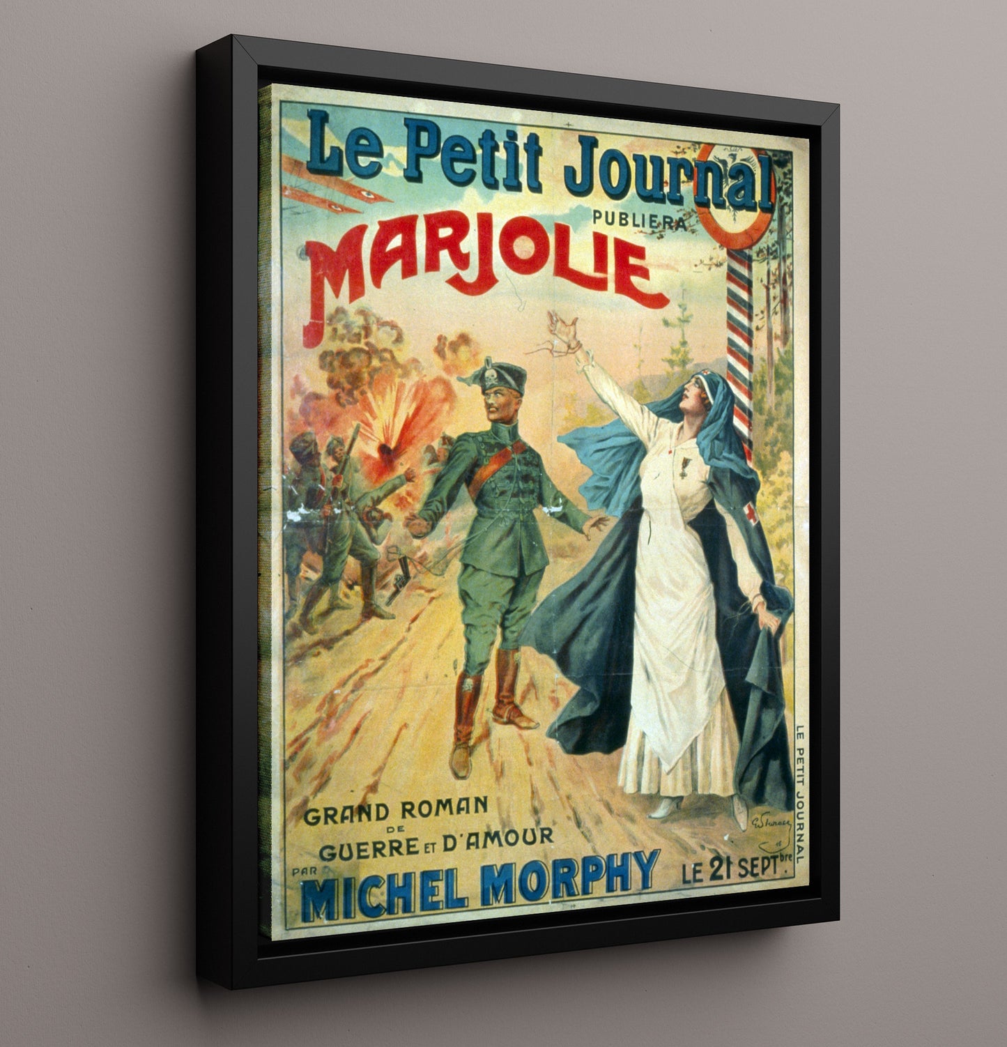 Le Petite Journal Marjolie war poster wall art 16x20 Framed Canvas