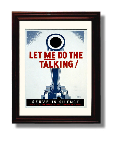 Let Me Do The Talking Serve in Silence war poster wall art 8x10 Beveled Frame