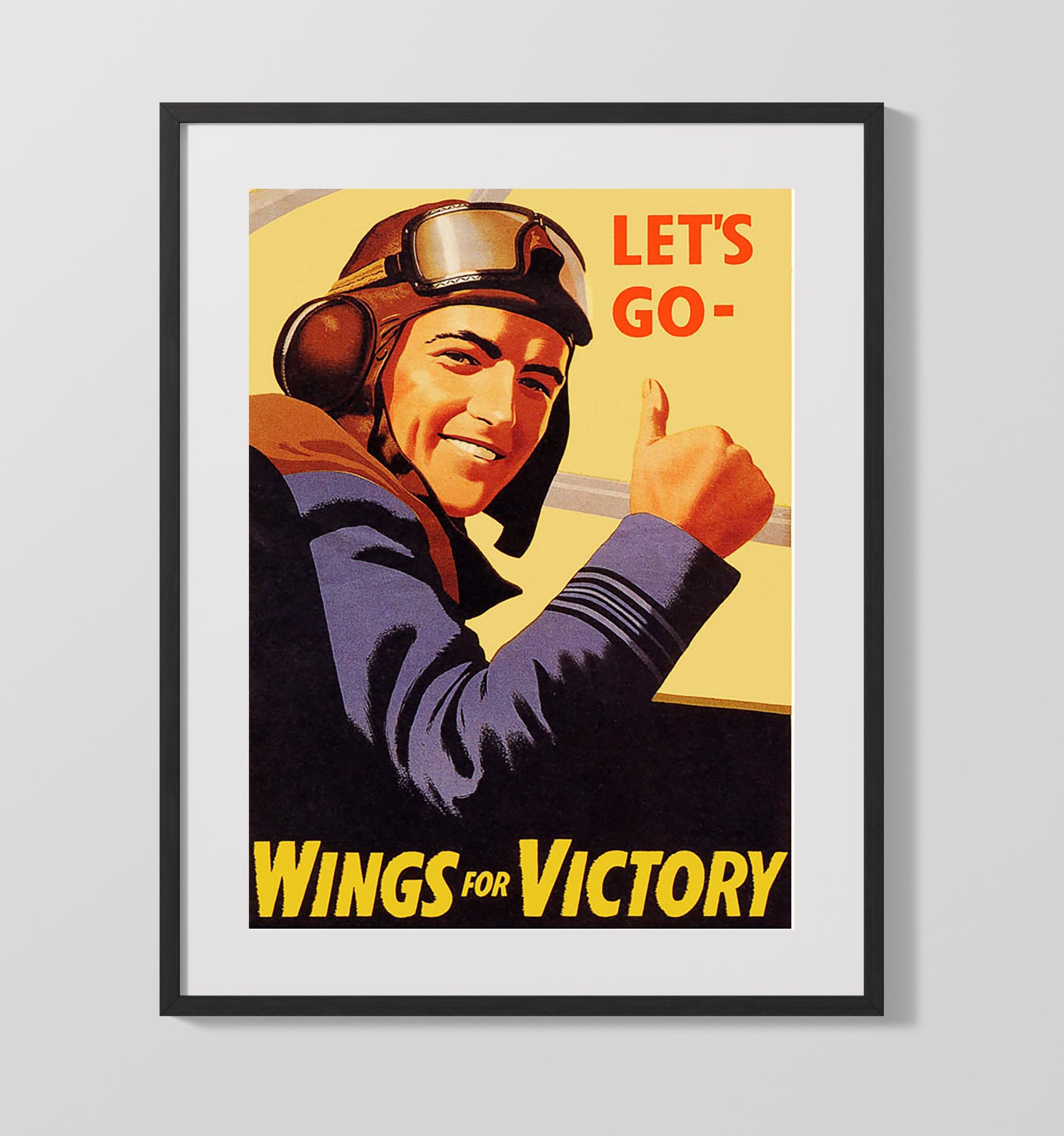 Let's Go Wings for Victory war poster wall art 16x20 Gallery Frame
