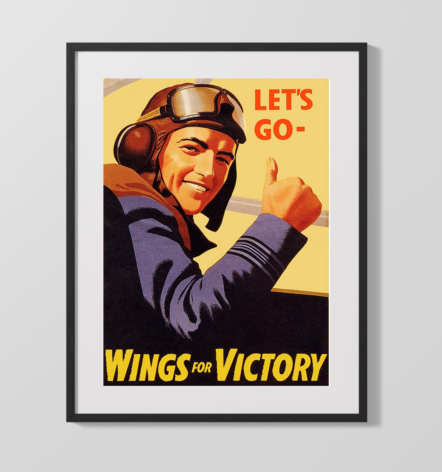 Vintage War Poster - Lets Go Wings for Victory Vintage War Wall Art - 16x20 Gallery Frame