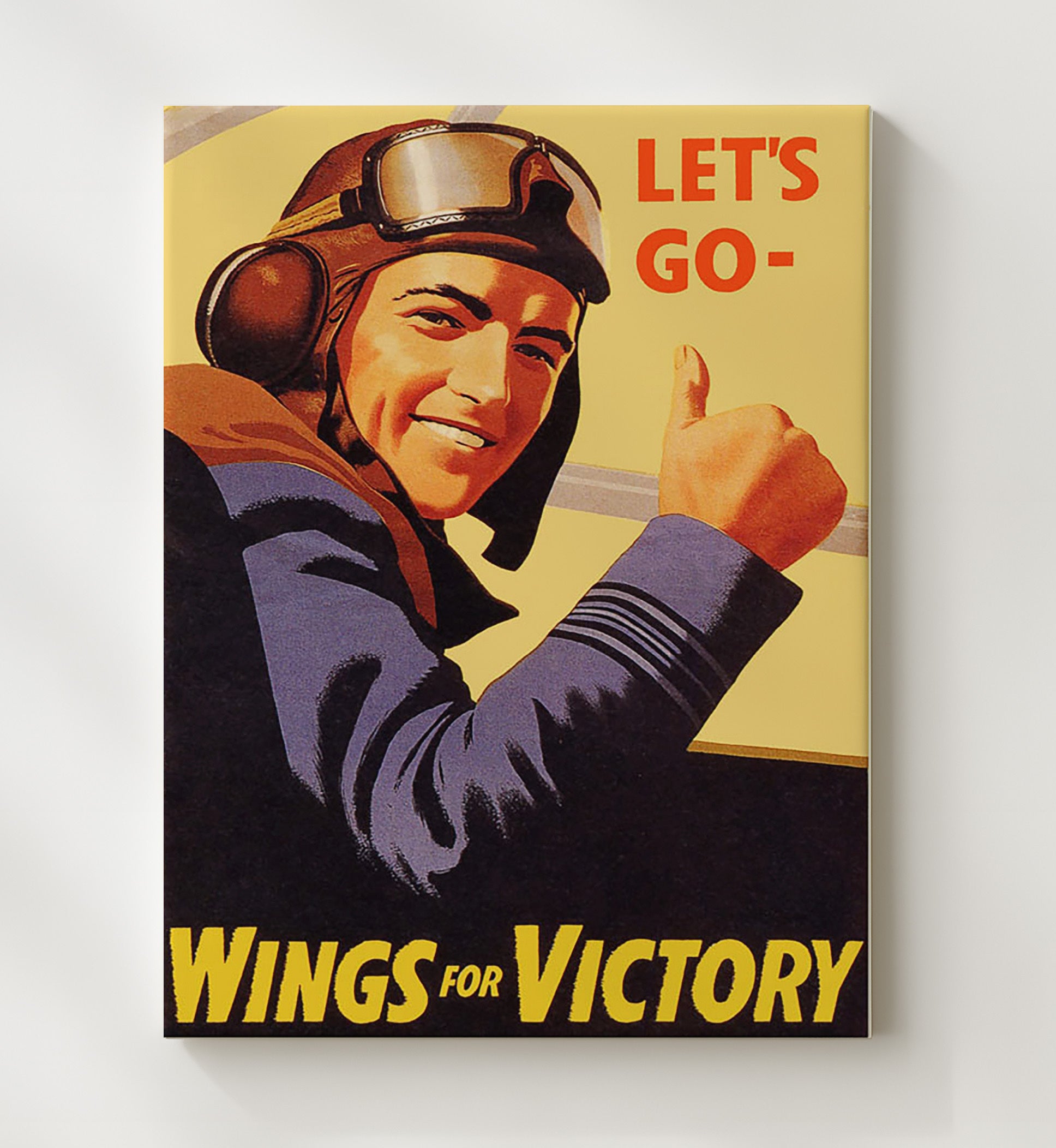 Lets Go Wings for Victory vintage war canvas 20x24