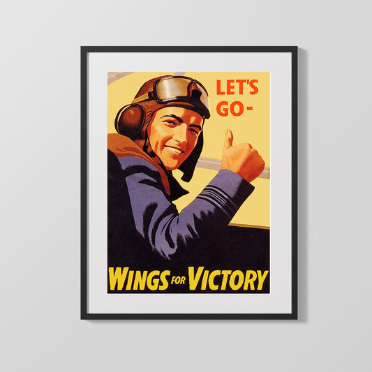 Vintage War Poster - Lets Go Wings for Victory