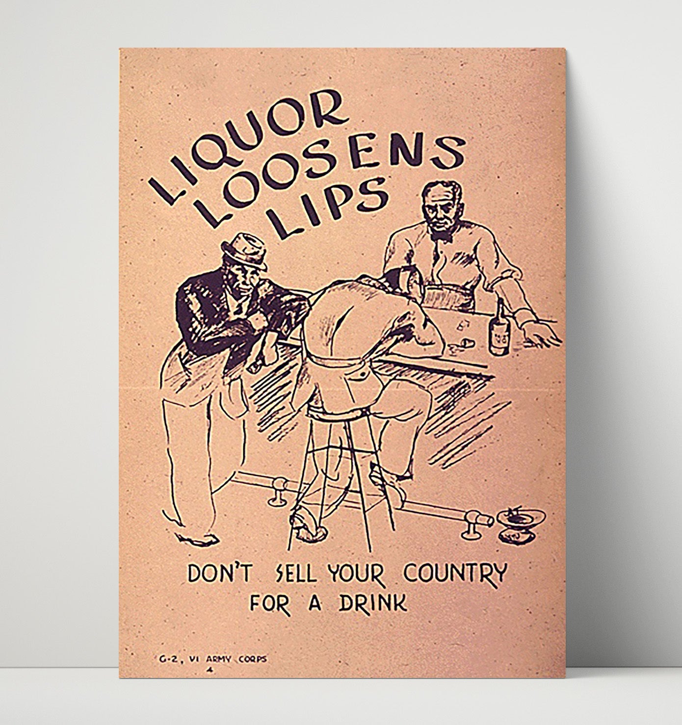 Liquor Loosens Lips war poster wall art 16x20 Unframed Print