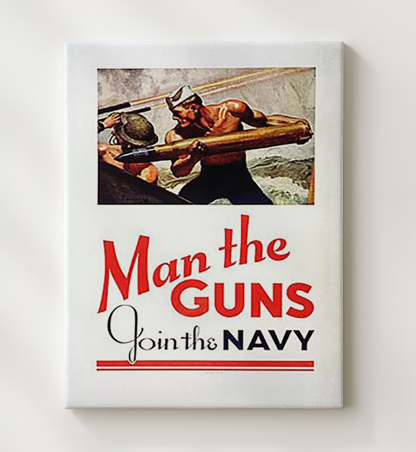 Man the Guns - Navy Might war poster wall art 20x24 Canvas