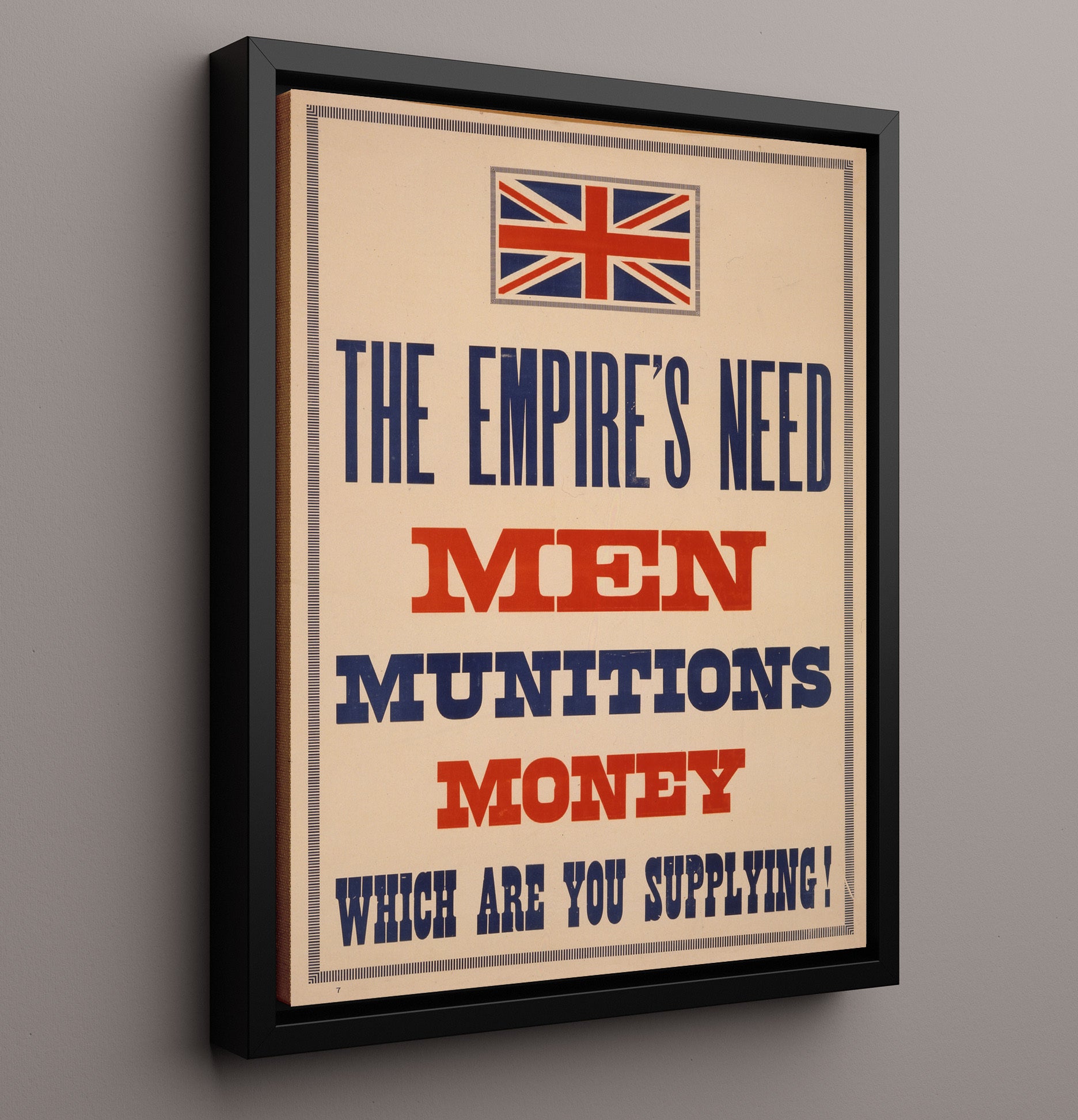 Vintage War Poster - Men Munitions Money Vintage War Wall Art - 16x20 Framed Canvas