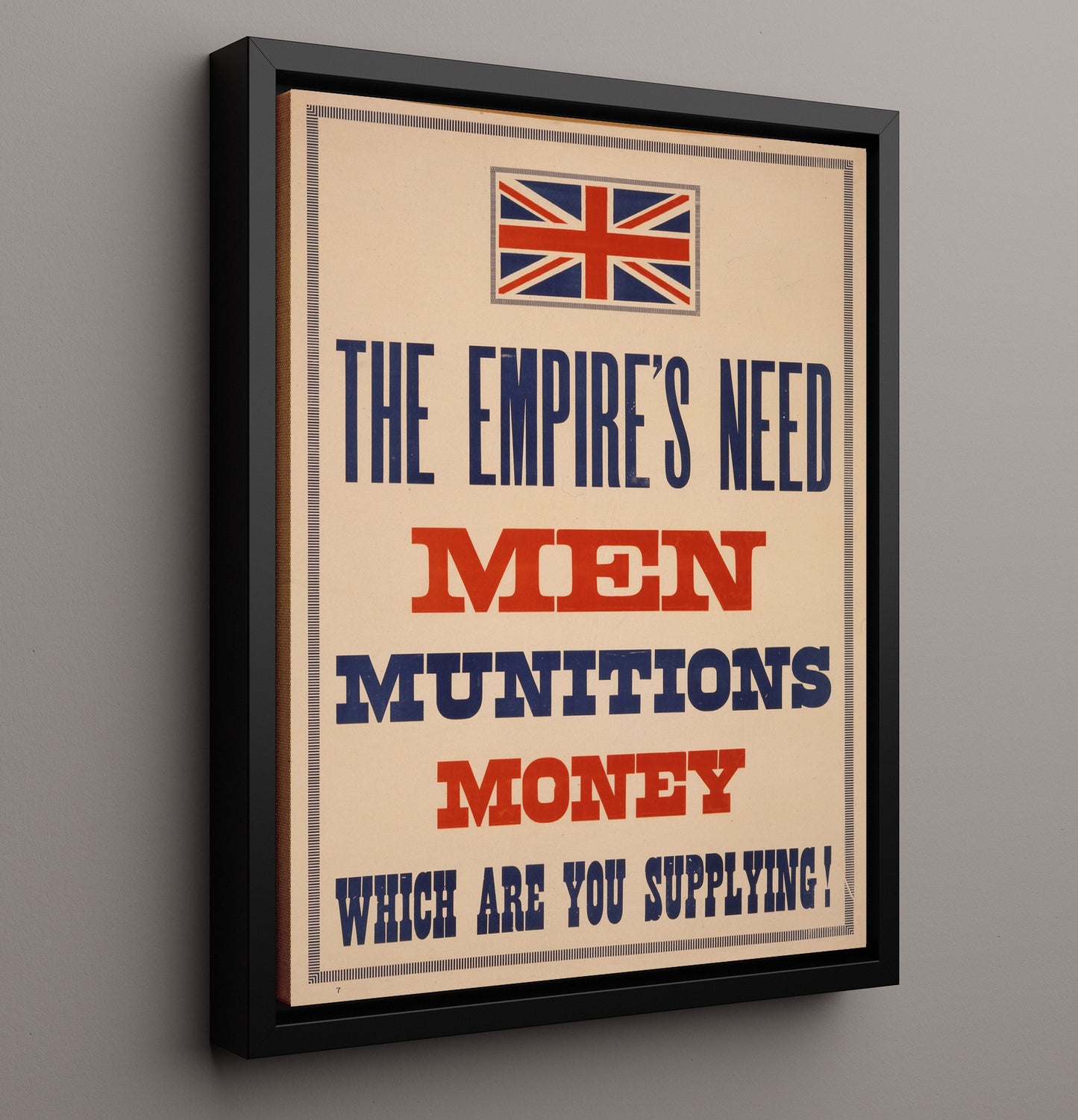 Men Munitions Money war poster wall art 16x20 Framed Canvas