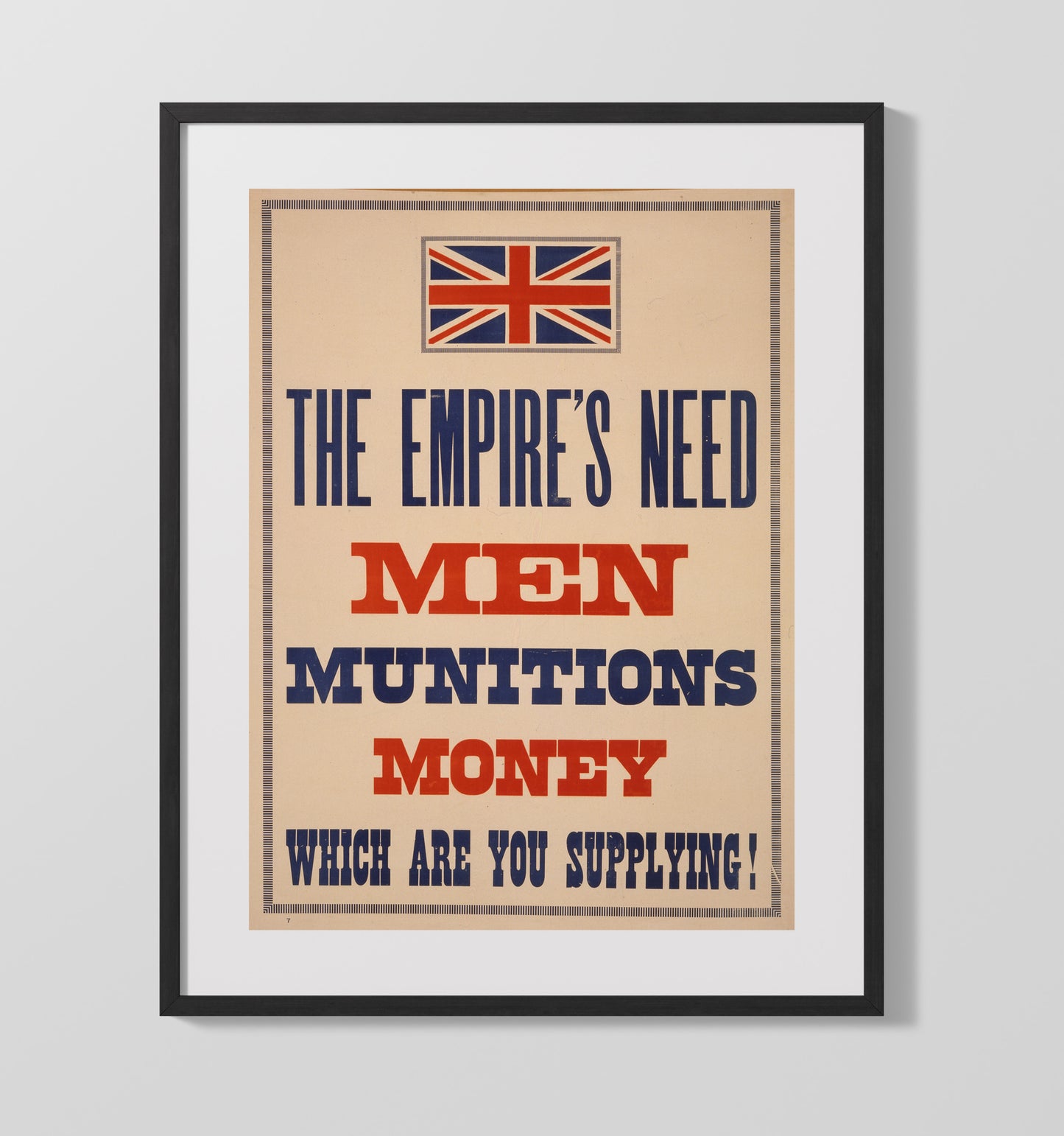 Men Munitions Money war poster wall art 16x20 Gallery Frame