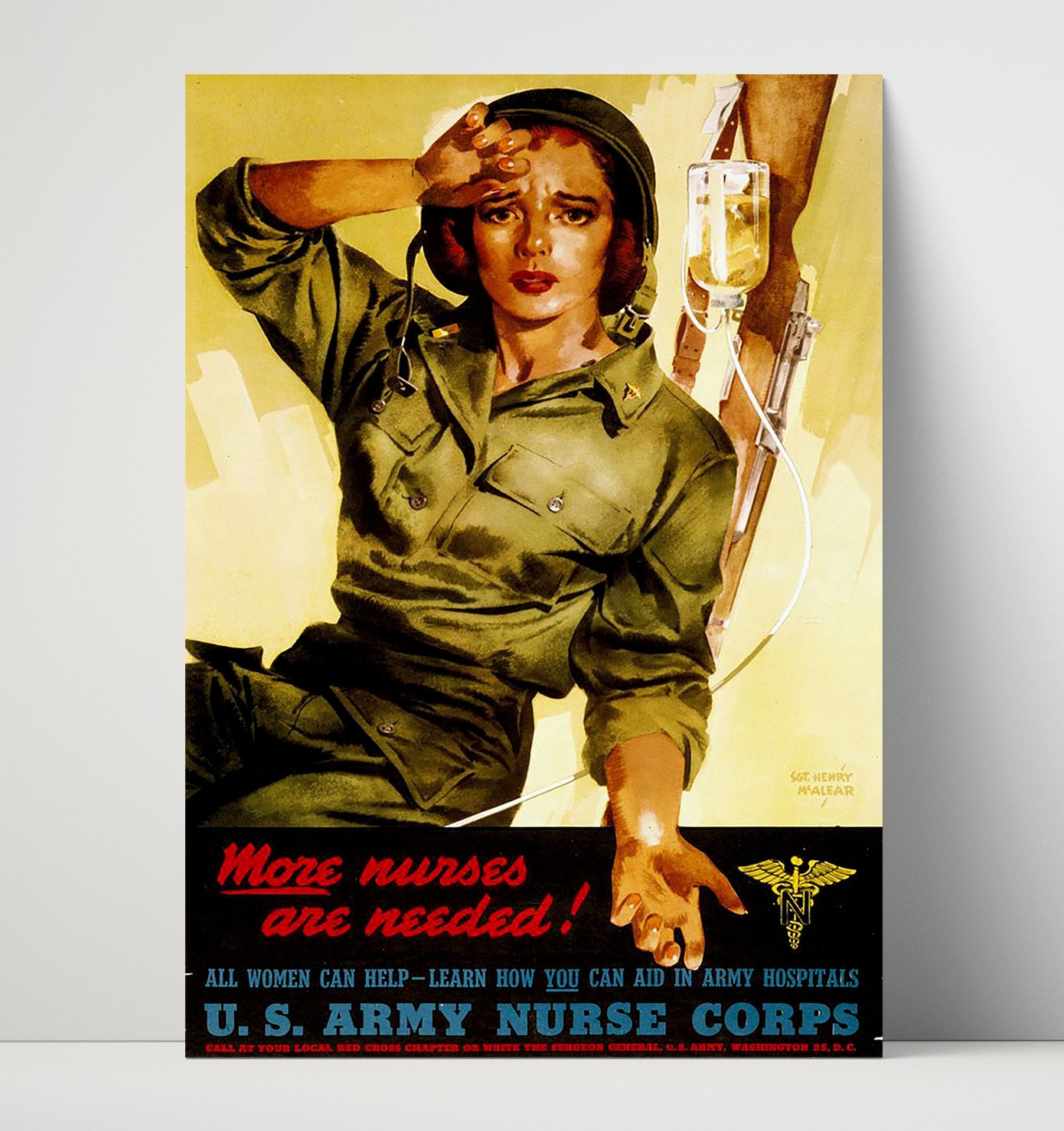 Vintage War Poster - More Nurses Needed Vintage War Wall Art - 16x20 Unframed Print