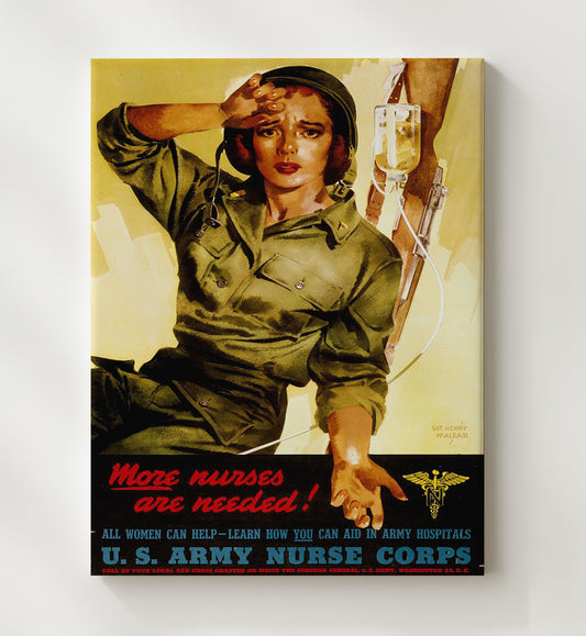 More Nurses Needed vintage war poster canvas wall art 20x24 Canvas