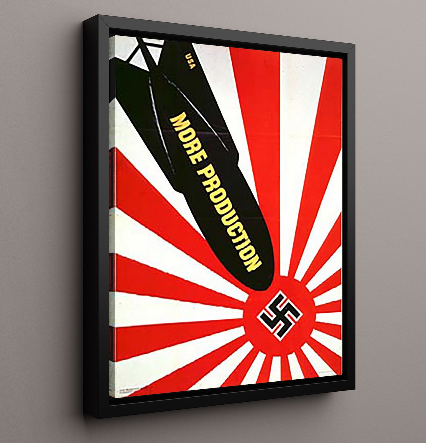 More Production - Bombs Away war poster wall art 16x20 Framed Canvas