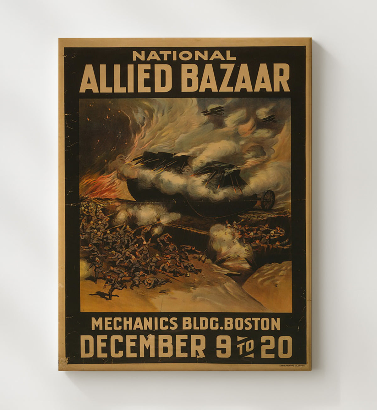 National Allied Bazaar Boston vintage war poster canvas wall art 20x24 Canvas