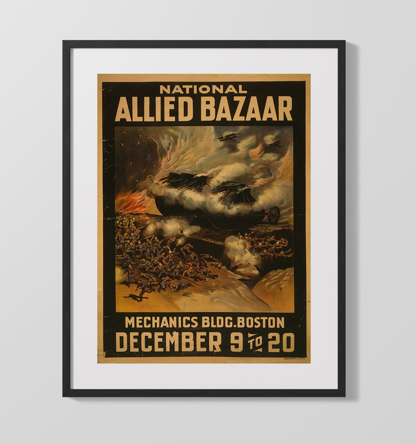 National Allied Bazaar Boston war poster wall art 16x20 Gallery Frame