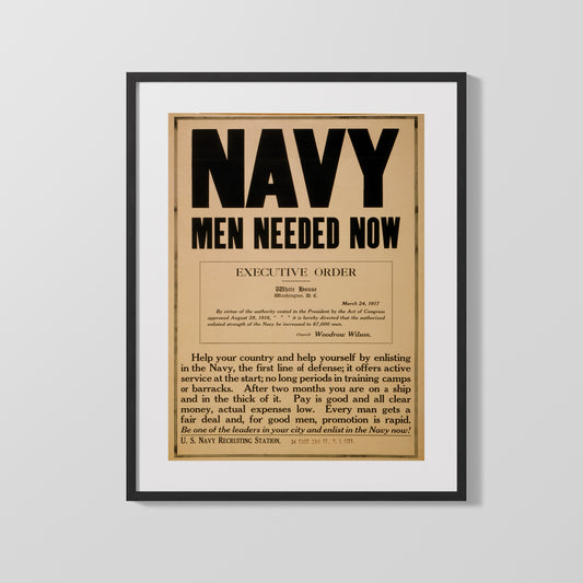 Vintage War Poster - Navy - Men Needed Now Executive Order