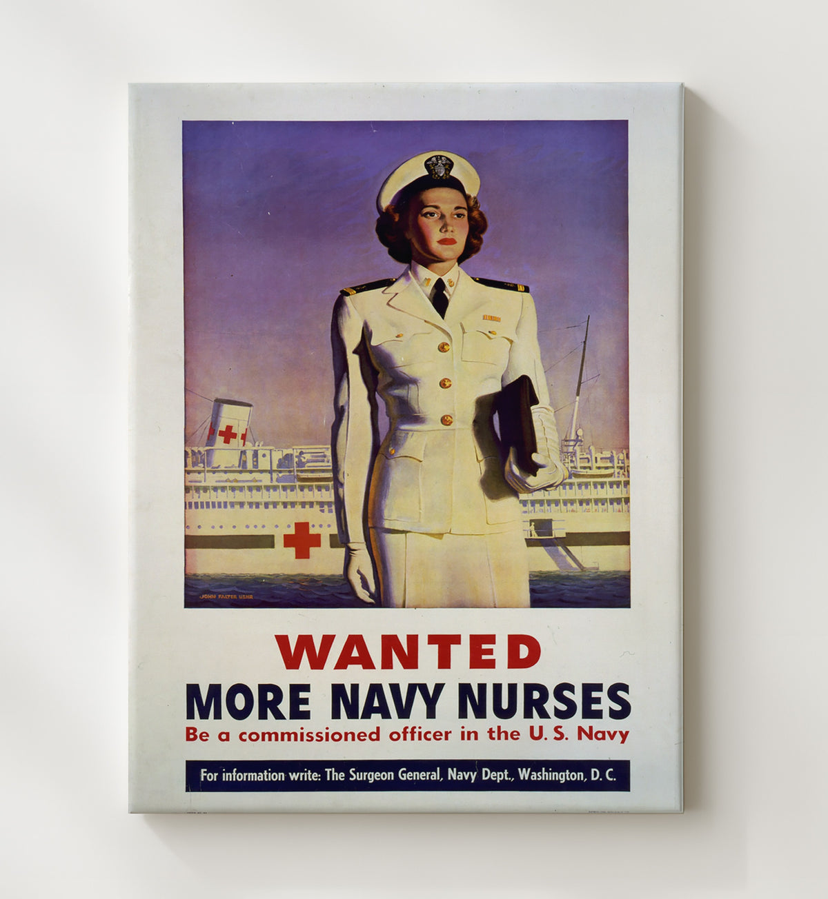 Navy Nurses Wanted - Healing Heroes vintage war poster canvas wall art 20x24 Canvas