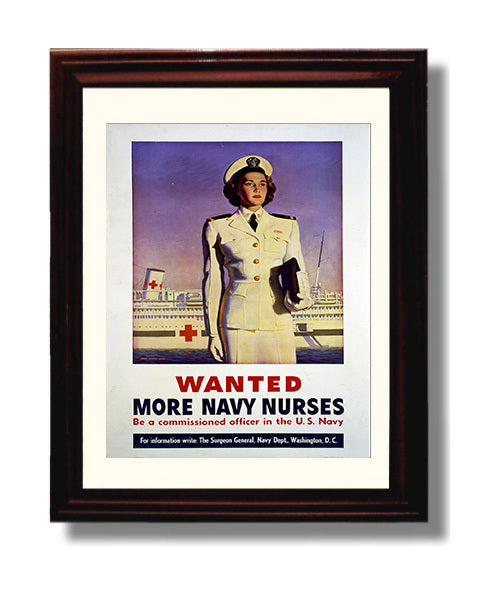 Navy Nurses Wanted - Healing Heroes war poster wall art 8x10 Beveled Frame