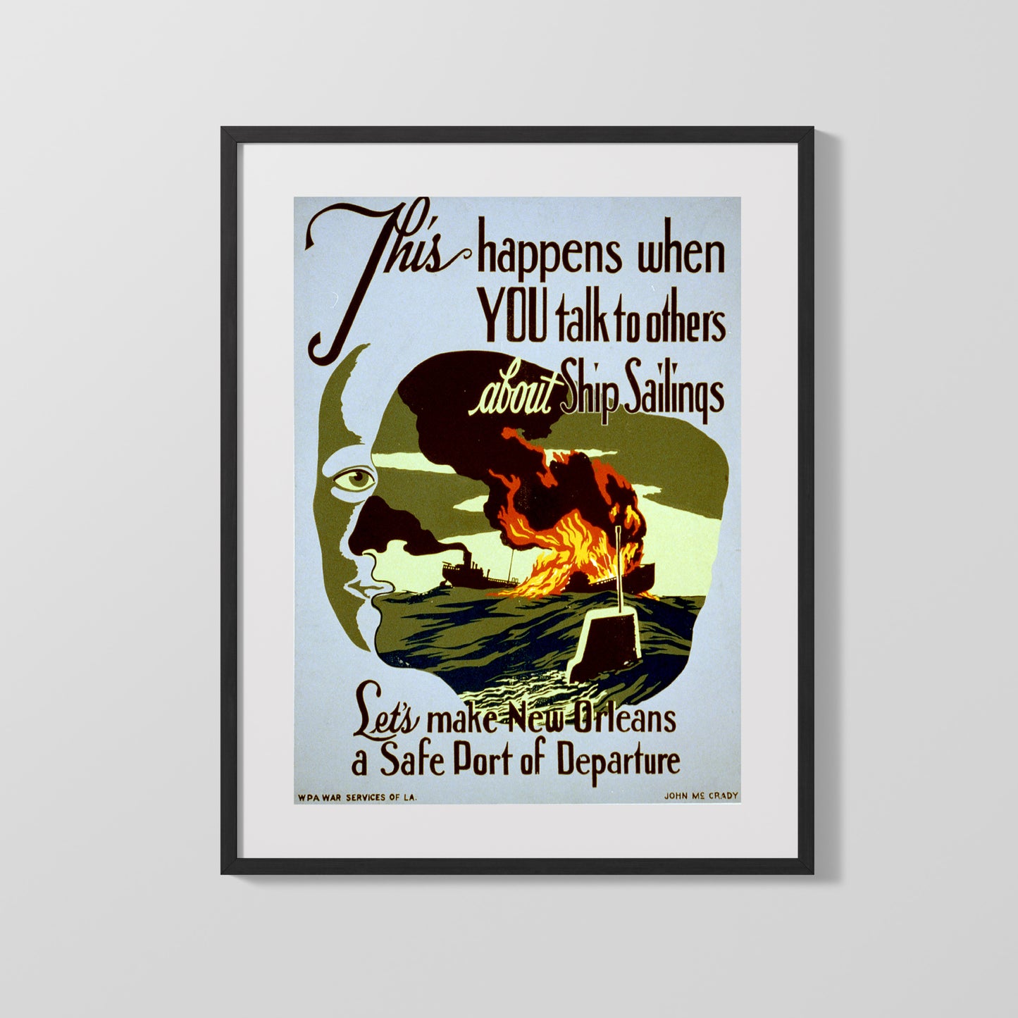 Vintage War Poster - New Orleans Safe Port of Departure