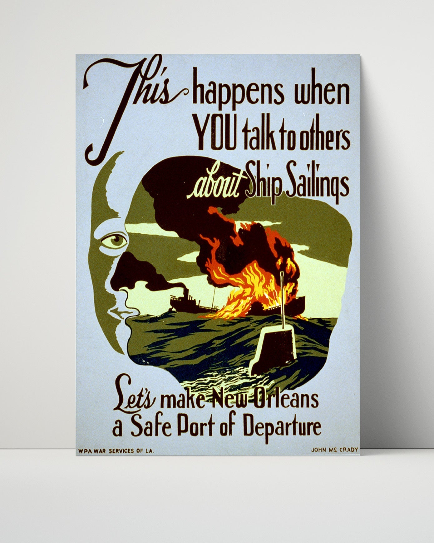 Vintage War Poster Unframed- New Orleans Safe Port of Departure