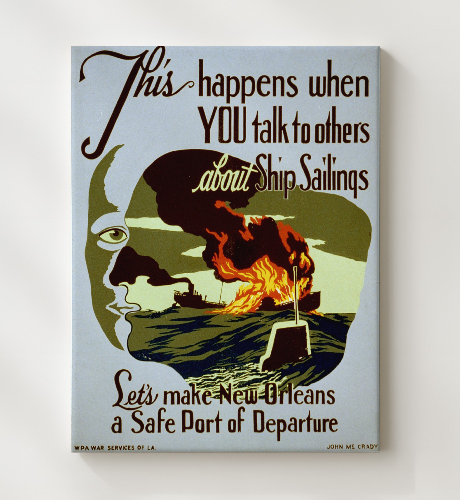 New Orleans Safe Port of Departure war poster wall art 20x24 Canvas