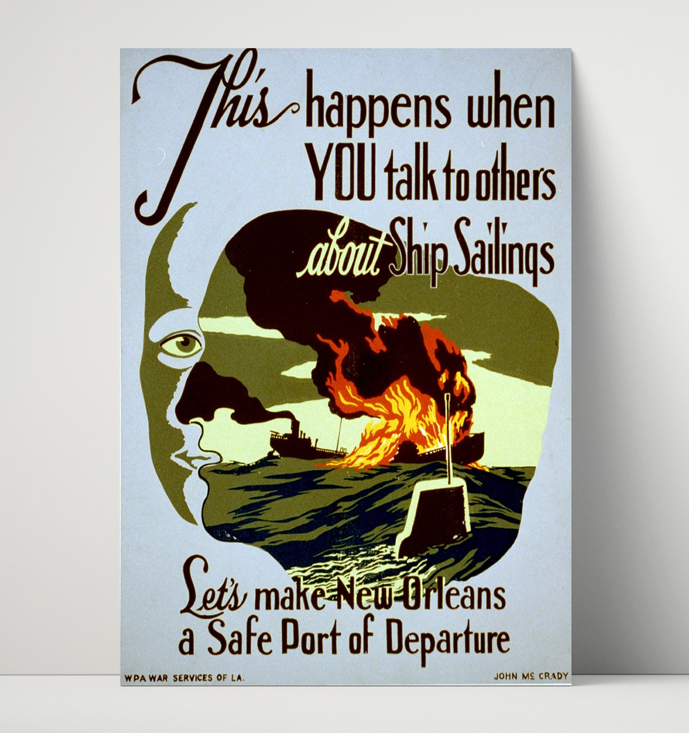 Vintage War Poster - New Orleans Safe Port of Departure Vintage War Wall Art - 16x20 Unframed Print