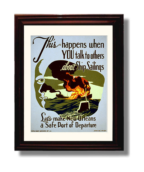 Vintage War Poster - New Orleans Safe Port of Departure